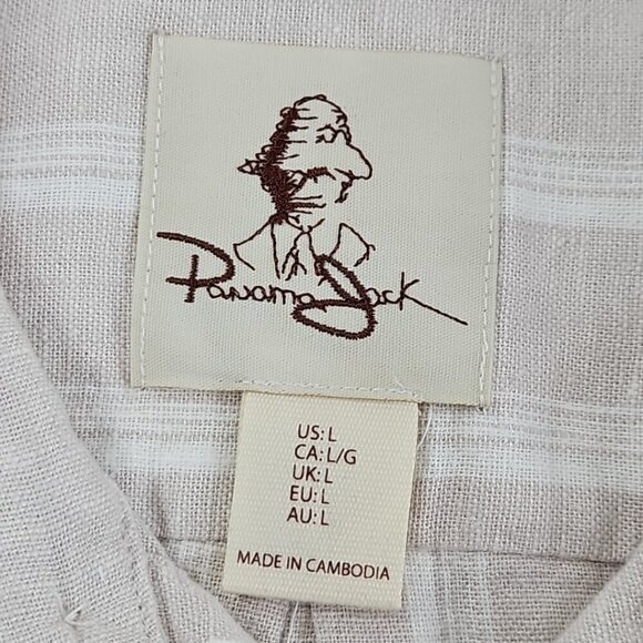Panama Jack Linen Blend Shirt Men's Size L Beige Stripe NEW Button-Up Collared - Picture 7 of 14